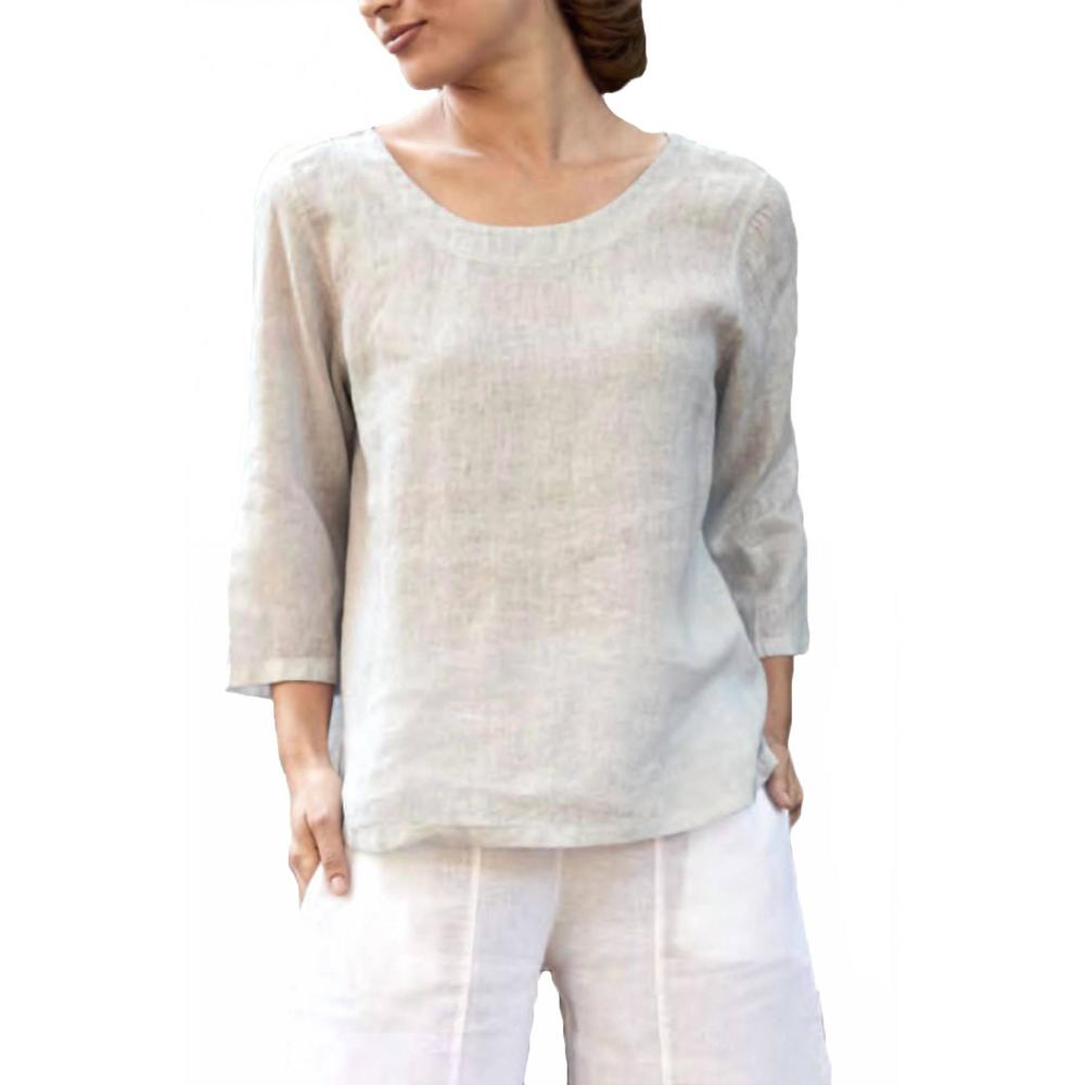 NEW INIZIO easy linen top in sandwashed desert